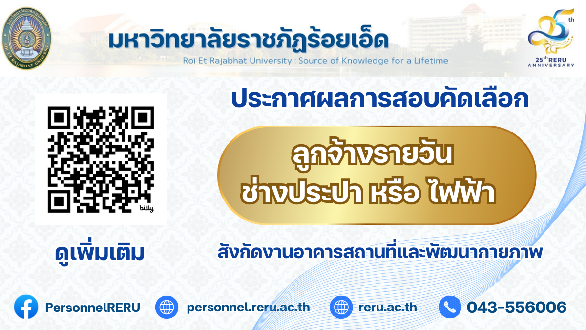 ผลการสอบคัดเลือกเจ้าหน้าที่อาคารสถานที่และพัฒนากายภาพ – มหาวิทยาลัยราชภัฏร้อยเอ็ด