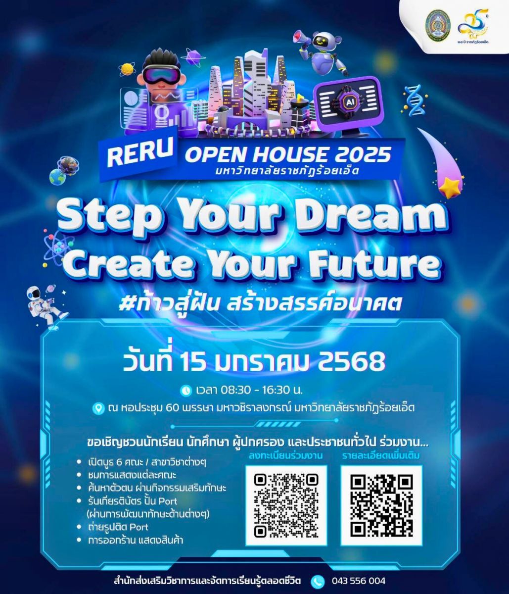 RERU Open House 2025   ณ มหาวิทยาลัยราชภัฏร้อยเอ็ด วันที่ 15 มกราคม 2568